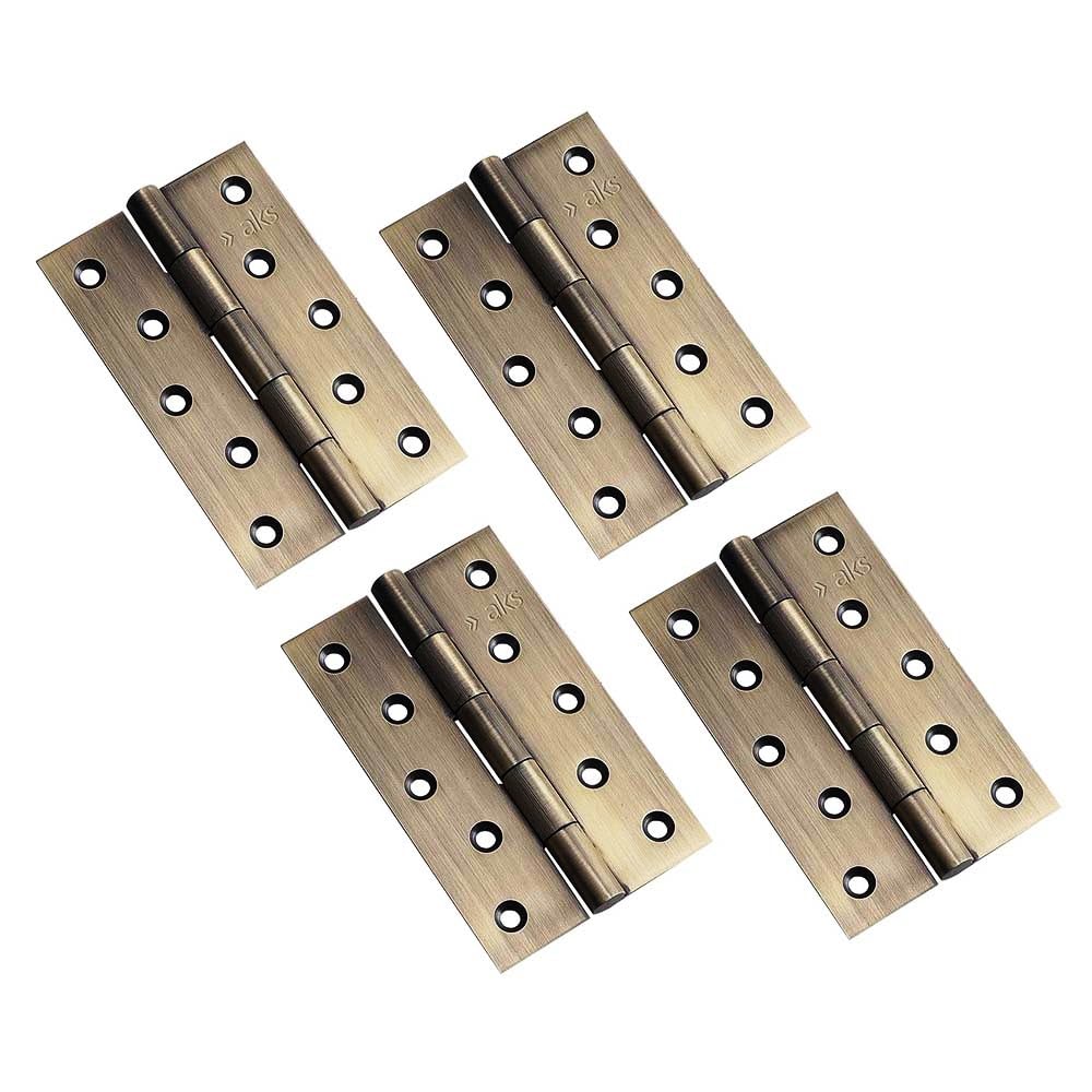 AKS Stainless Steel Seamless Butt Door Hinges Size 8 Inch X1.5 Inch X3mm Finish Brass Antique Pack of 4 Piece