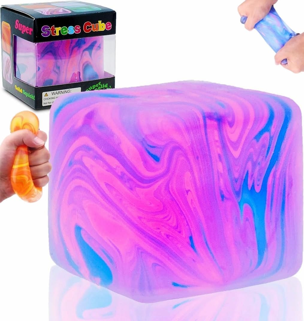 Squishy Stress Cube Toy โ 3.5CM Ice Squeeze Ball, Sensory Toy for Kids, Teens & Adults, Fidget Toy for Stress, Anxiety & Focus (purple)