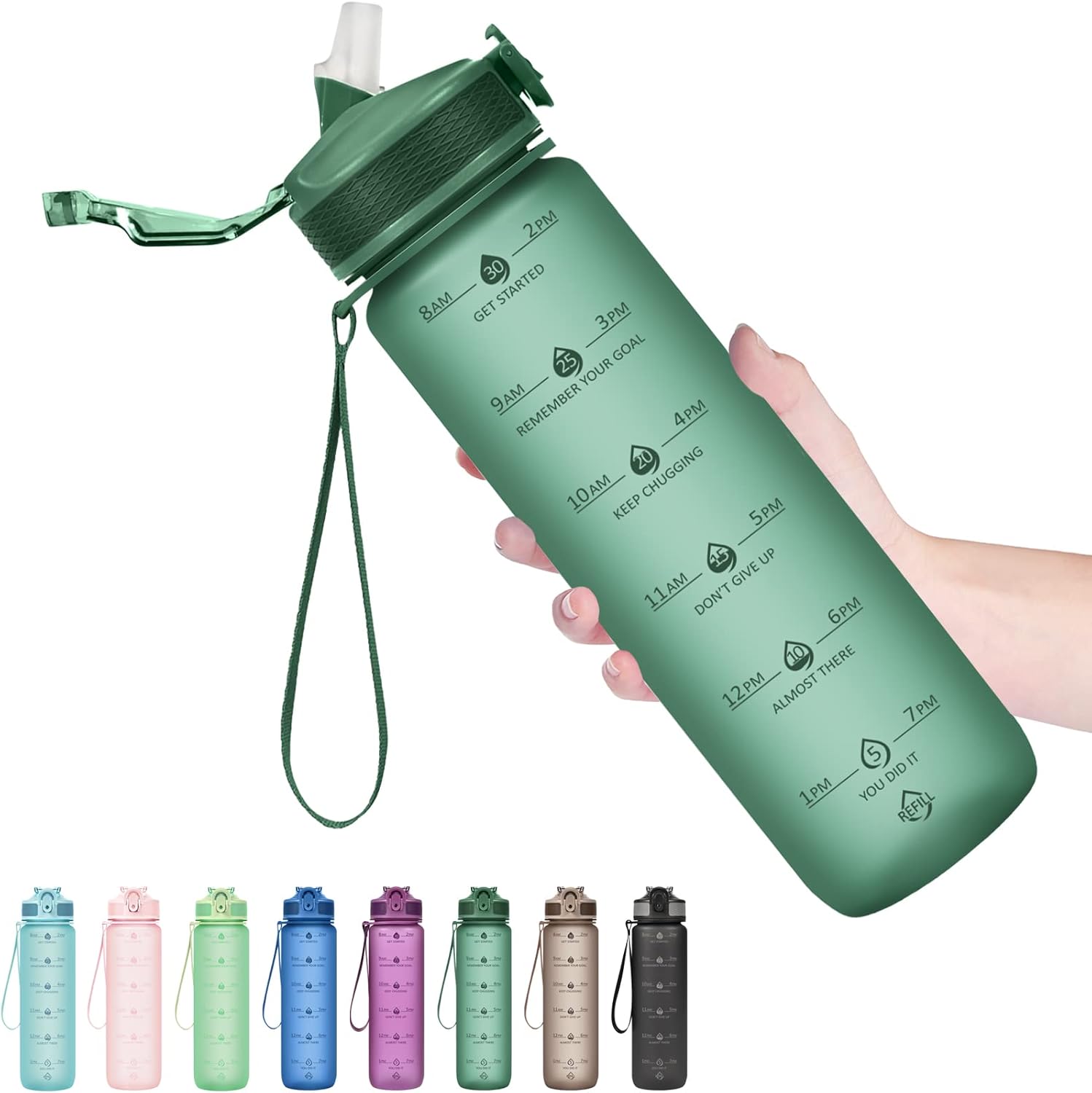 Hyeta 32oz Water Bottles with Straw Stay Motivated and
