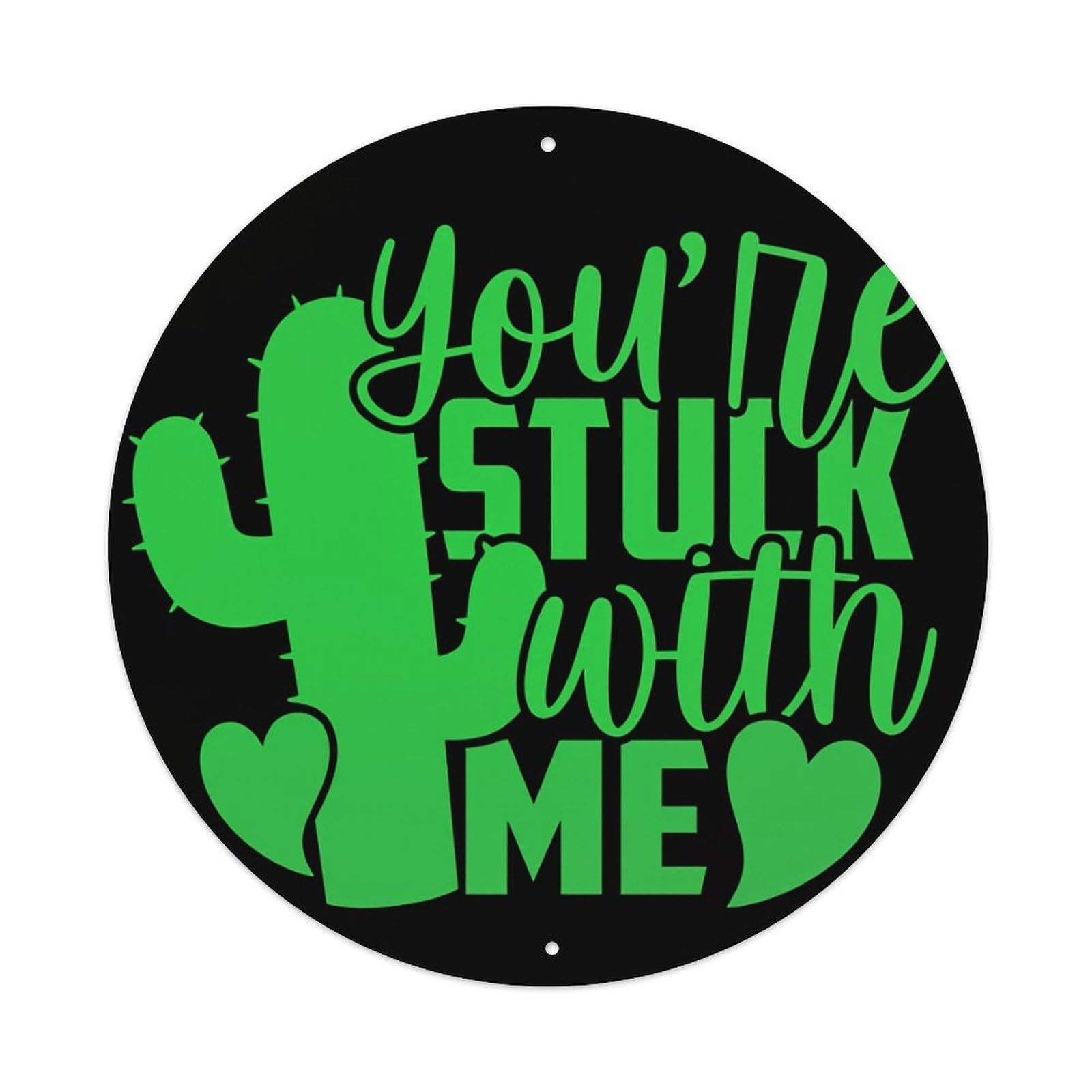 Cactus Love Stuck With Me Round Tin Sign Vintage Metal Poster Retro Bar, Home, Man Cave, Kitchen, Laundry Room Wall Art Decor Gift 8x8Inch