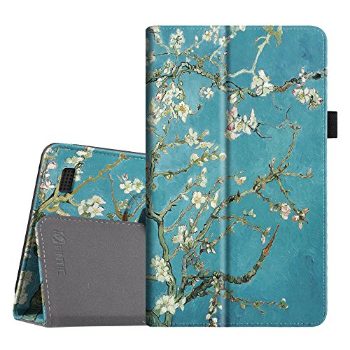 Fintie Folio Case for Amazon Fire (Previous 5th Generation, 2015 7 inch) - Slim Fit Premium Vegan Leather Standing Protective Cover, Blossom