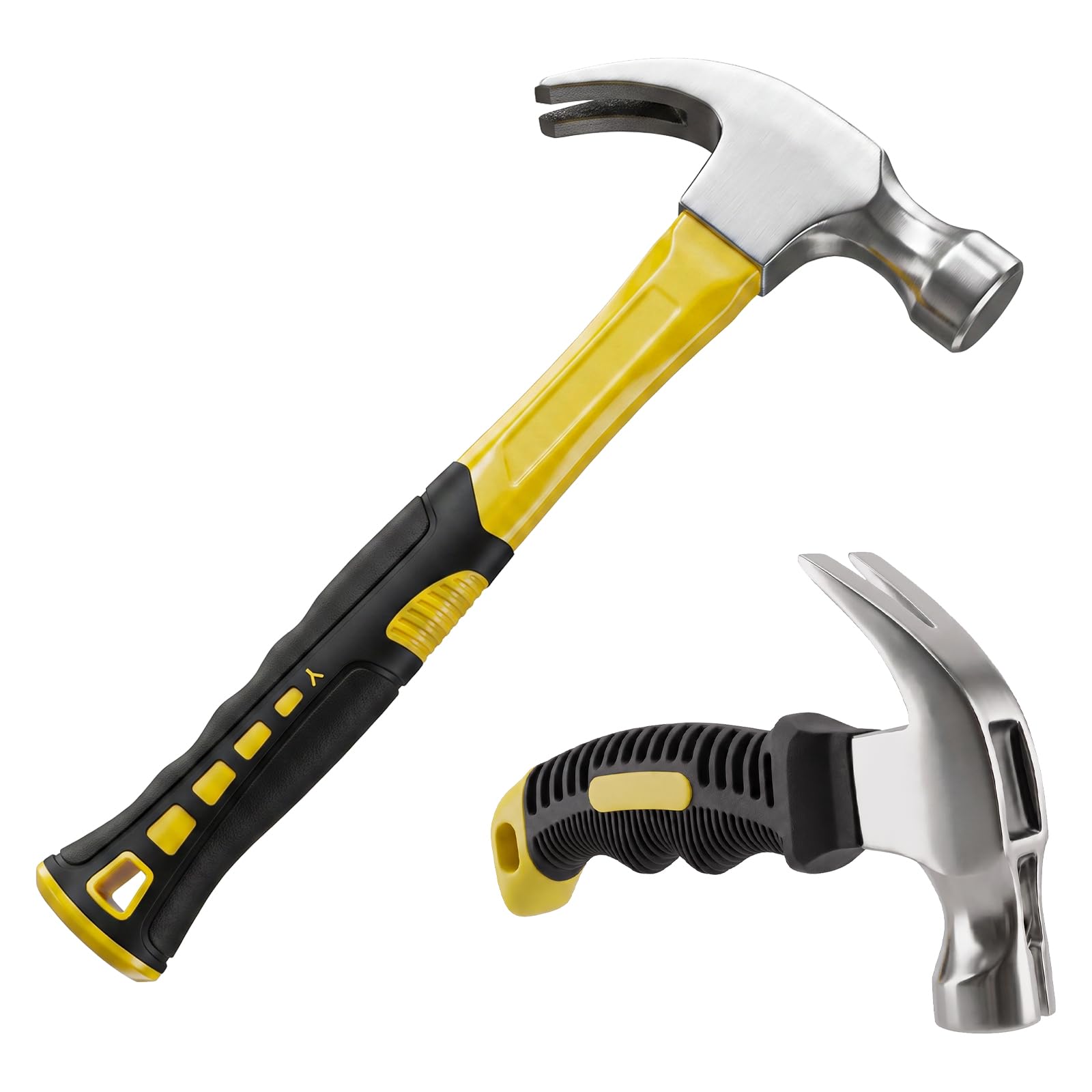 2 Pcs Claw Hammer Set, 16oz & 8oz Claw Hammers Set