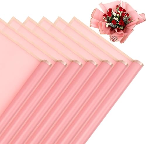 Miniatura 1 de 20 hojas de papel de regalo de flores rosas, papel de embalaje impermeable para ramos de flores, embalaje de regalo de 22.8 x 22.8 pulgadas,