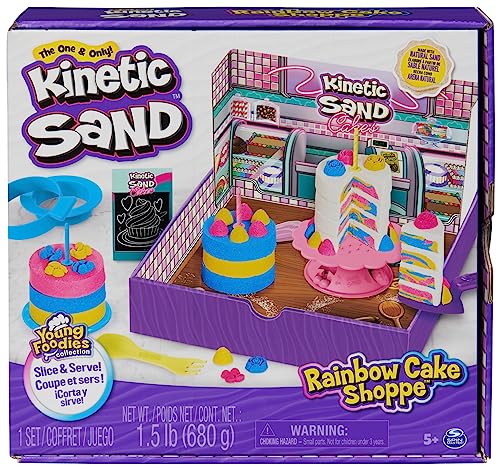 Kinetic Sand Arena MÁGICA - Rainbow Cake Shoppe - 680g de Arena Amarilla, Rosa, Azul y Blanca Aroma a Vainilla - Kit Manualidades Niños Juguetes Sensoriales - 6068029 - Juguetes Niños 5 Años +