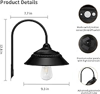 Vista 5 de Luz solar para granero, luz solar de pared para exteriores con 3 modos de iluminación y sensor de movimiento, luz impermeable estilo granja