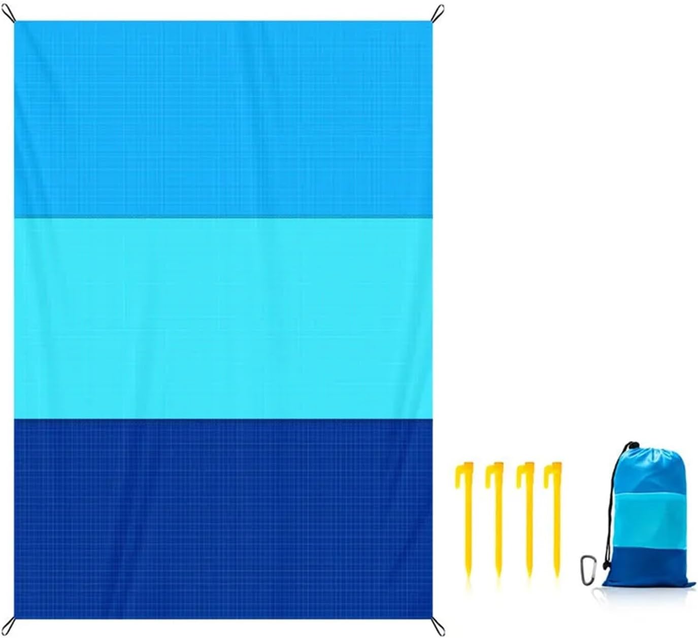 2x2.1m Waterproof Pocket Beach Mat Blanket Folding Camping Mattress Portable Lightweight Outdoor Picnic Sand Towel(Blue Gray 78x56 inch)