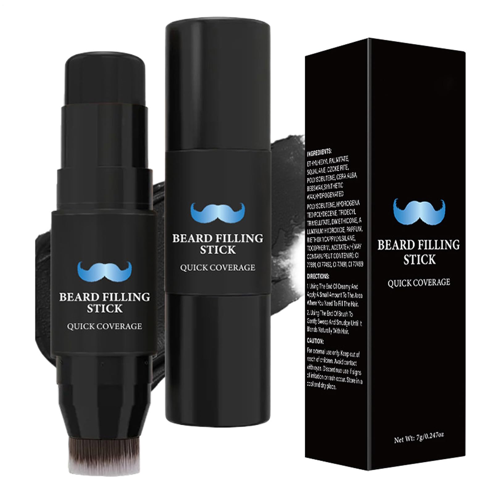 Riempitivo Per Barba Per Uomini - Stick Correttore E Pennello - Tinta 7g Effetto Prolungato Impermeabile Antisudore per Uomini Modellante Definizione Styling
