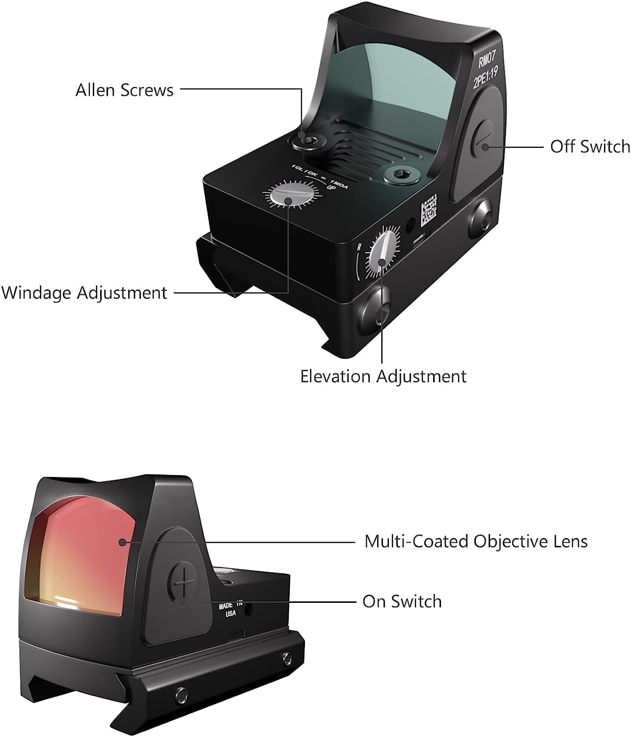 HIDENEL Red Dot Sight with 12 Brightness Settings - Durable with Long Battery Life-Proof Red Dot Scope-Base and Slide for Outdoor Hunting - for Rifle Pistols (black4) HIDENEL Red Dot Sight with 12 Brightness Settings - Durable with Long Battery Life-Proof Red Dot Scope-Base and Slide for Outdoor Hunting - for Rifle Pistols (black4)