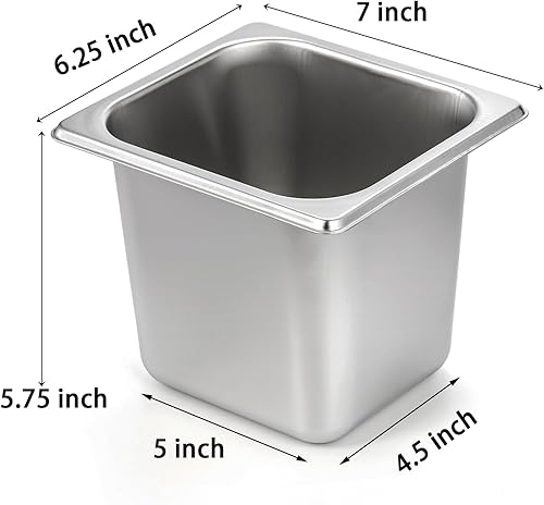 Miniatura 2 de TOPZEA Paquete de 6 sartenes de hotel, 16 de tamaño de 6 pulgadas de profundidad de acero inoxidable para mesa de vapor, sartén de catering para