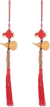 LIFKOME 2pcs Gourd Pendant Chinese Hanging Gourd Five Emperor Coin Tassel Gourd Charms Keychain Lanyard Chinese Knot Tassel Bag Charm Wu Womens Purse Door Pendant Copper Lucky