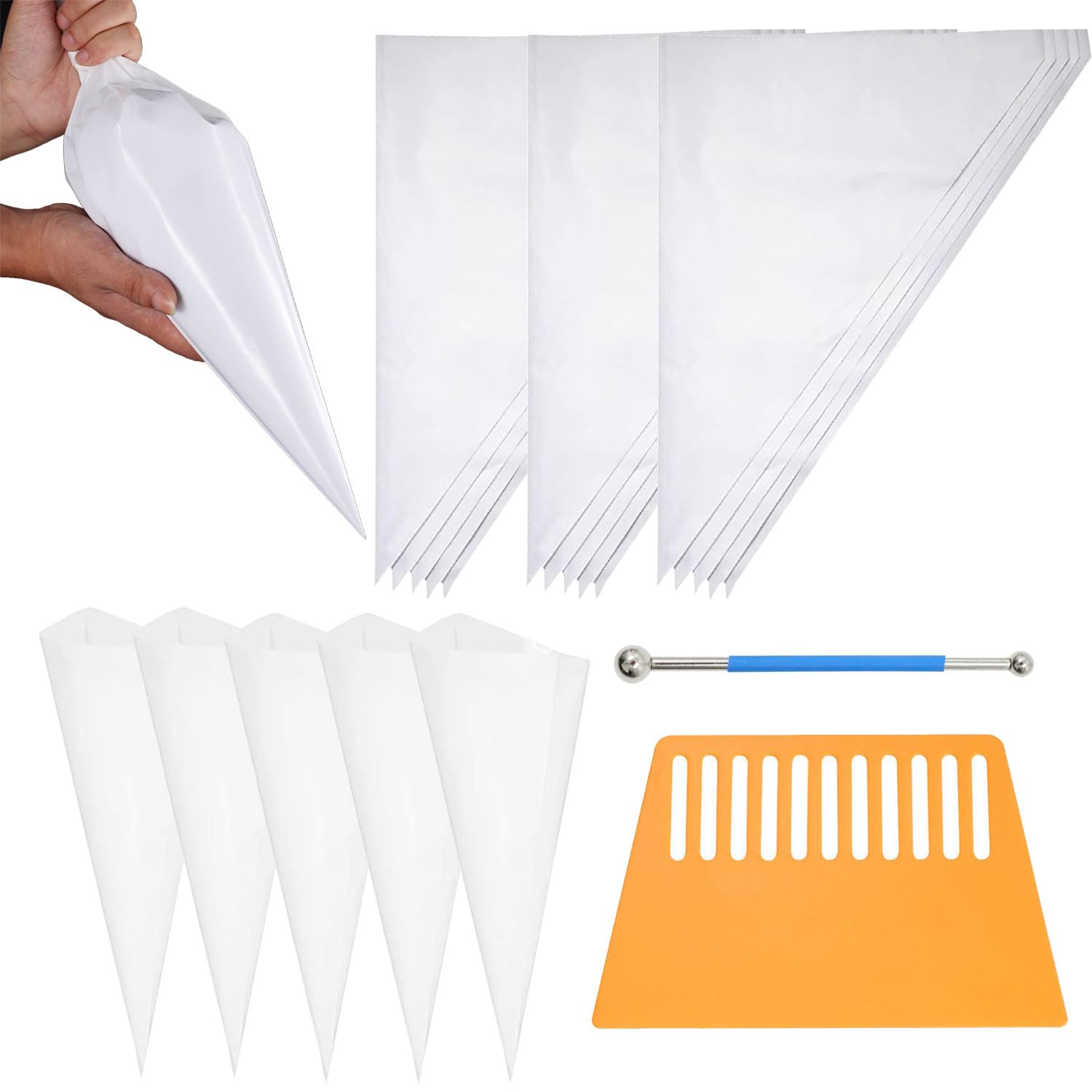 JOYOLA 20 Pcs Mortar Bags, Joint Filler Bags, Professional Joint Bags, Tear-Resistant Cement Seal Bags, 465×450×285mm Masonry Piping Bags with Scraper And Joint Smoother for Sealing And Jointing