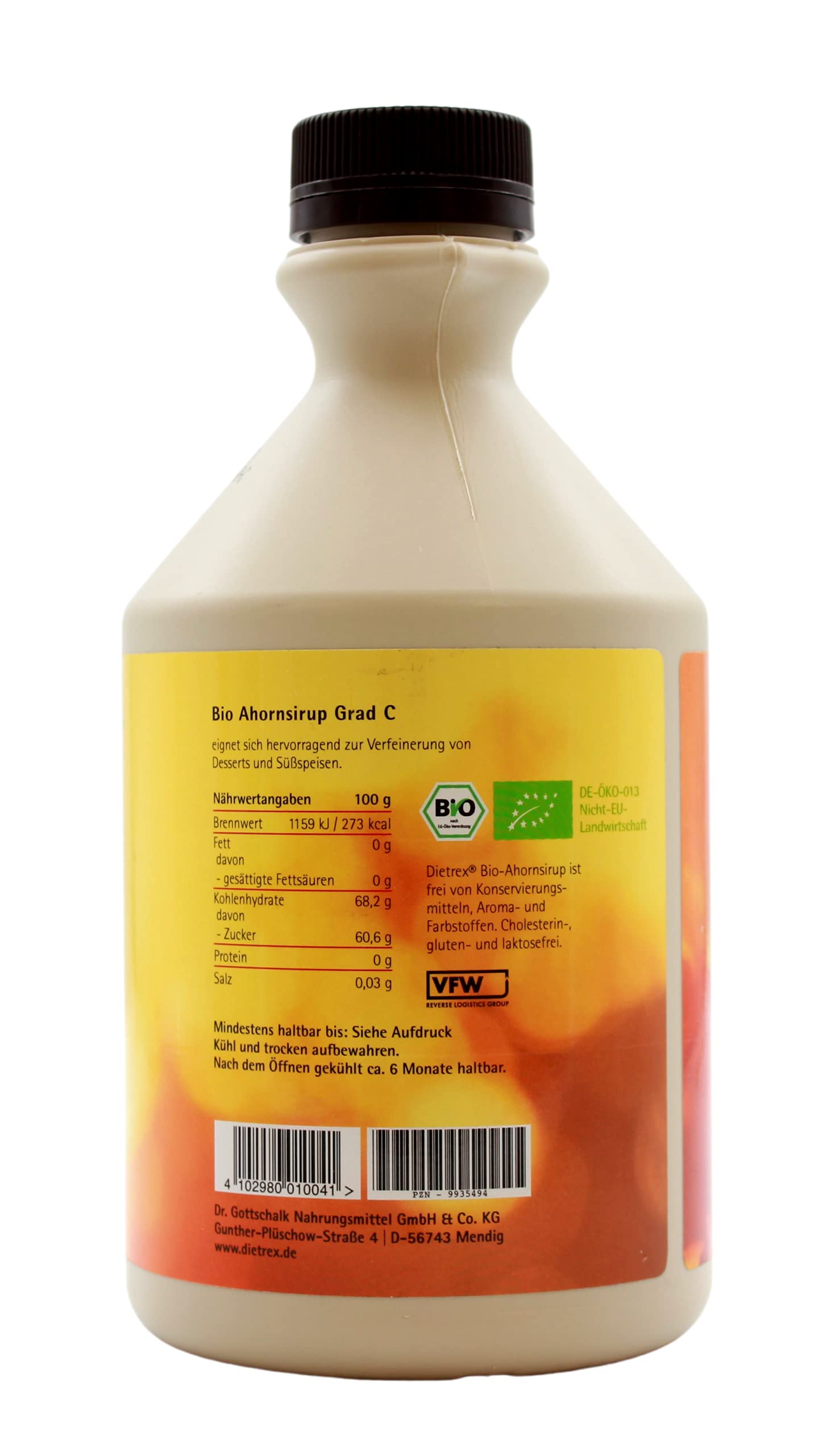Dietrex Ahorn Siroop Graad C 1000ml Flasche (Ahorn Sirup Güteklasse C)