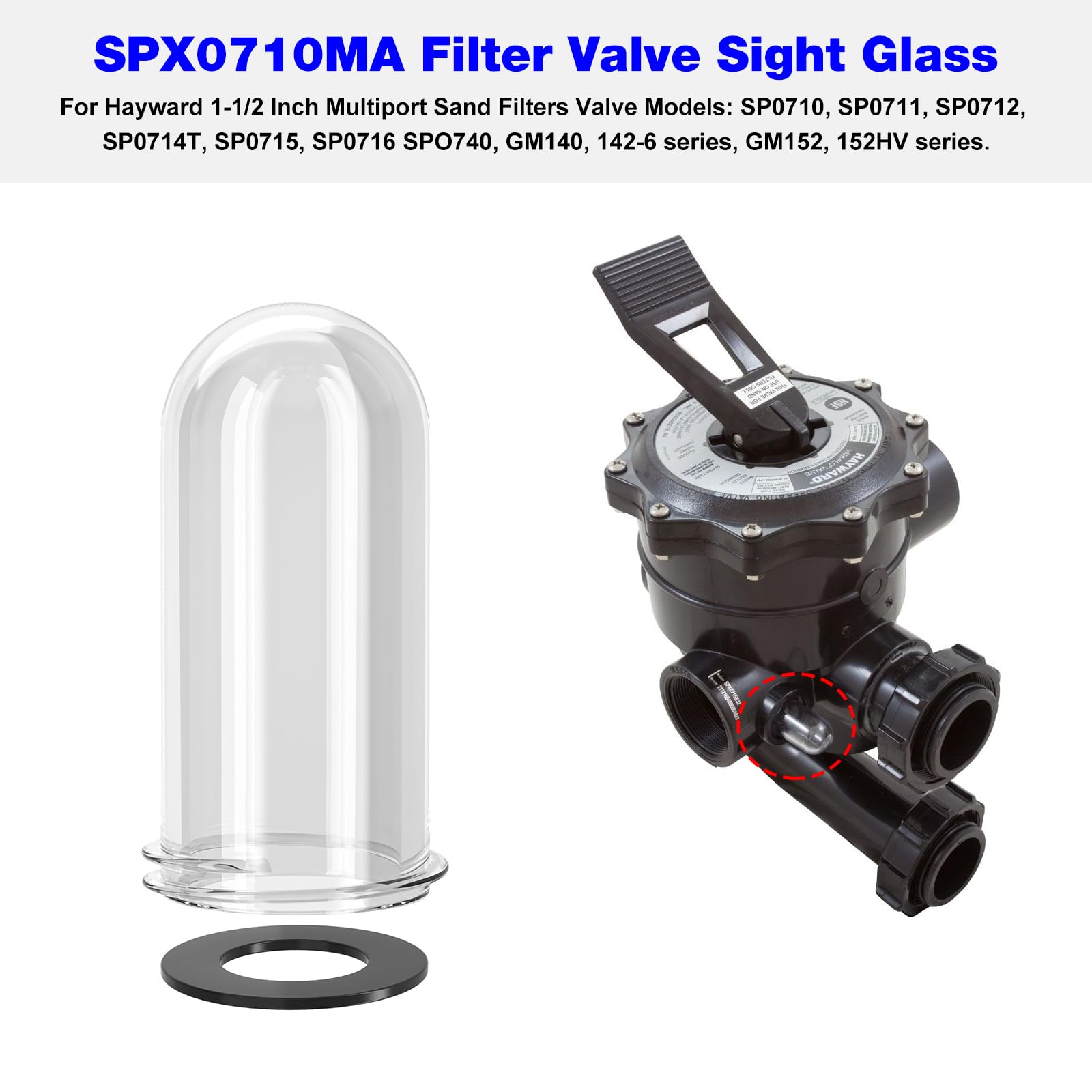 Filtro a sabbia SPX0710MA per Hayward Pool Filter Sight Glass, ricambio Hayward Pool filtro a sabbia parti SP0710, SP0711, SP0711, SP0712, SP0714T, SP0715, SP0716 con guarnizione O-Ring