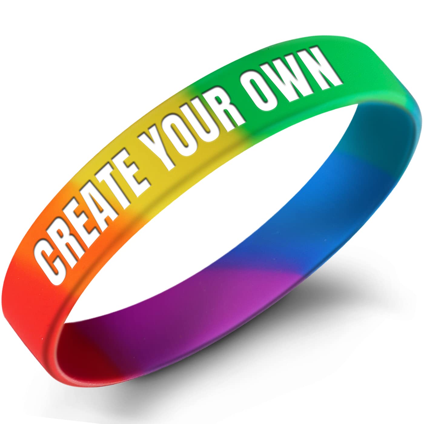 IDREAMBAND 50 Pcs Rubber Bracelets Personalized Silicone Wristbands Customized for Business, Events, Motivation, Support, Fundraisers(Rainbow)