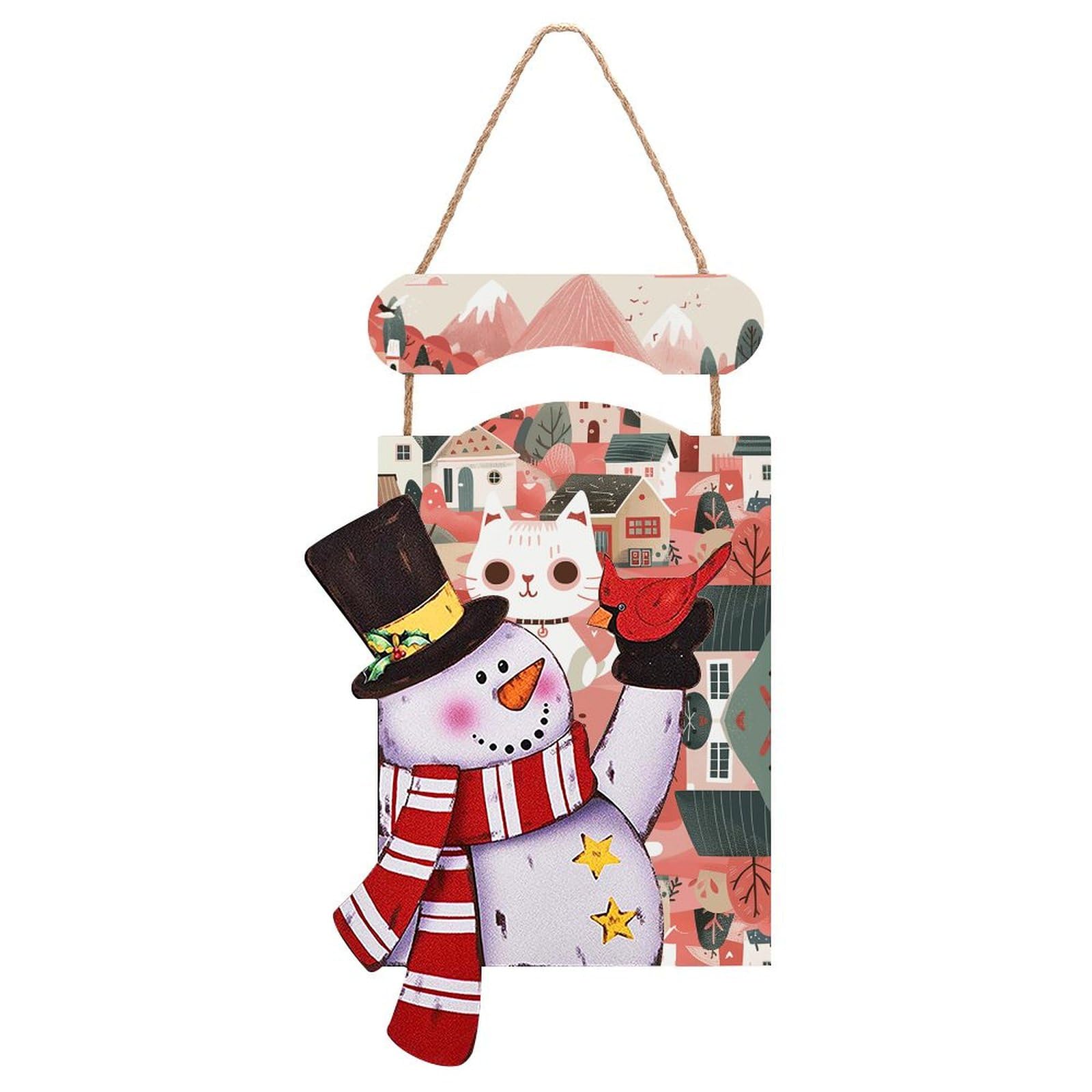 Décoration de Noël bonhomme de neige en bois pour mur
