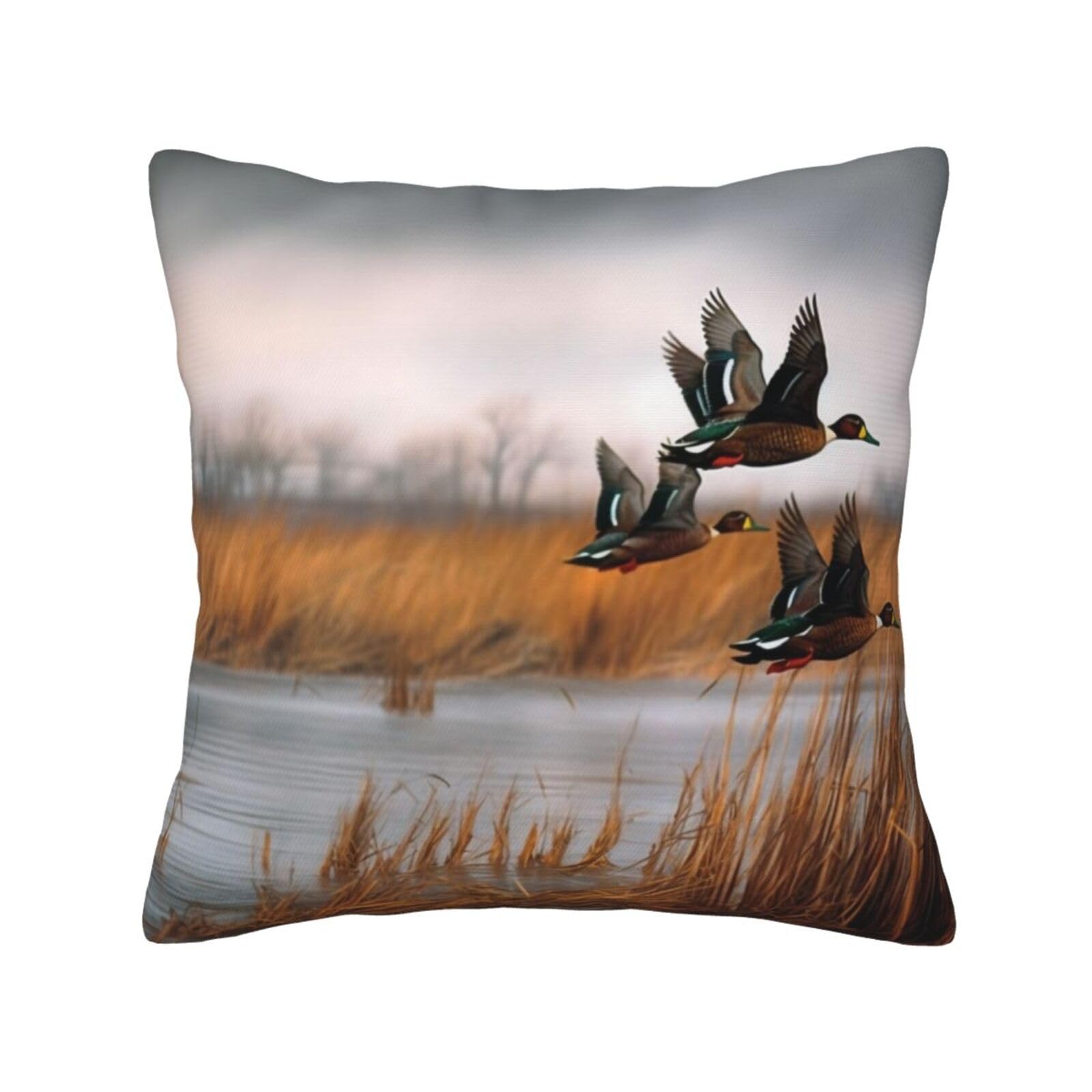 LHFIOHIRG (Hunting Flying Wild Duck) Decorative Throw Pillow Covers Double-Sided Printed Cushion Covers for Sofa, Couch, Bed, and Home Decor 30 x 30cm