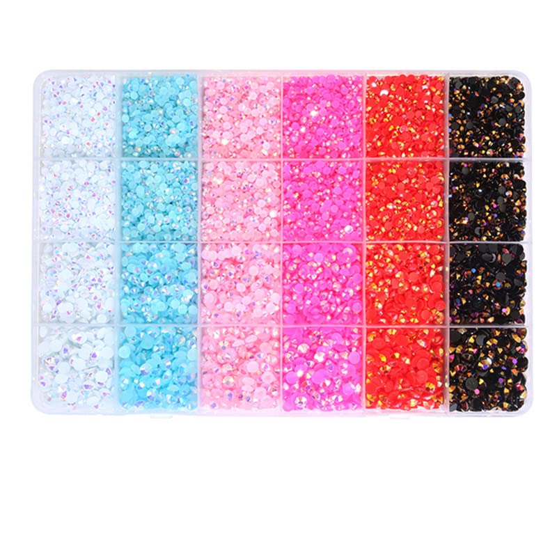 33000PCS 3 4 5Mm Jelly AB Resin Non Hot Fix Rhinestones Flatback Crystals Strass Glitters Stone for DIY Decoration Round Shape Rhinestones Crafts Nail Face Art Shoes Diamond Painting (V13)