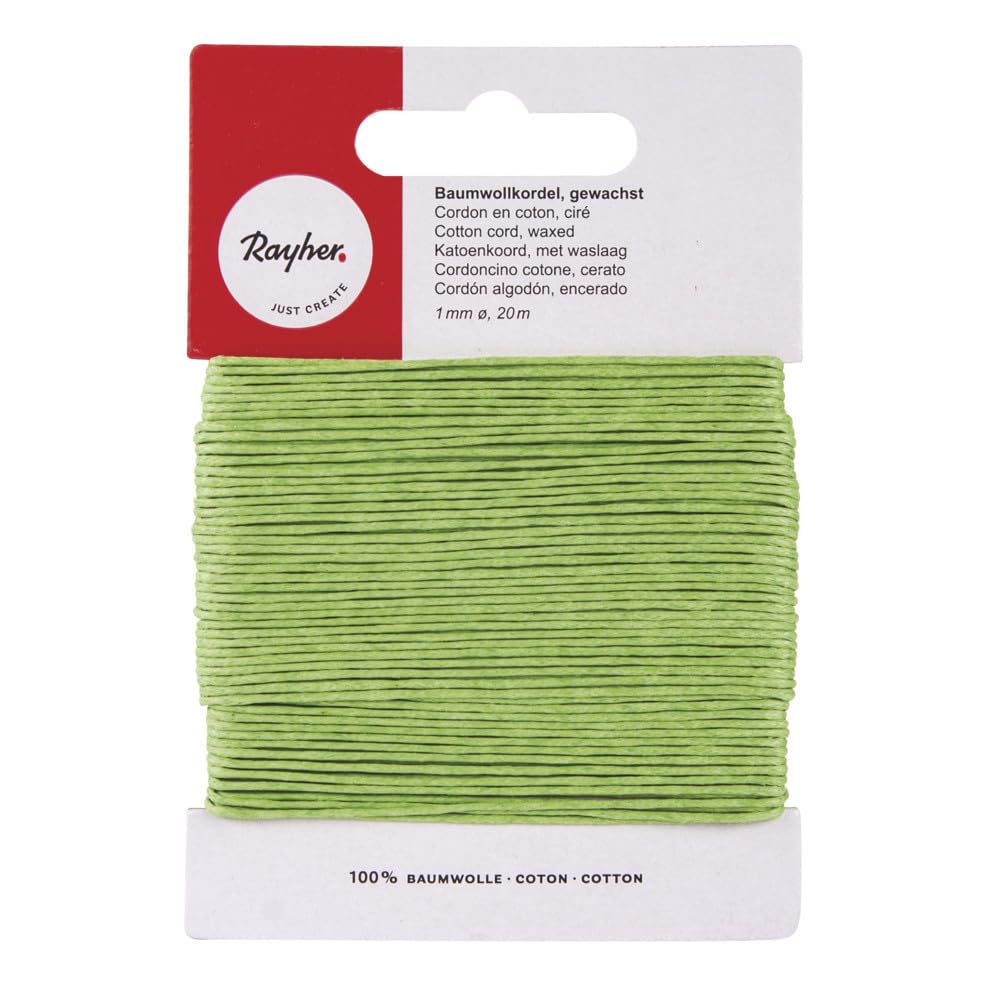 Rayher 5169185 Waxed Cotton Cord 1 mm 20 m Pea Green