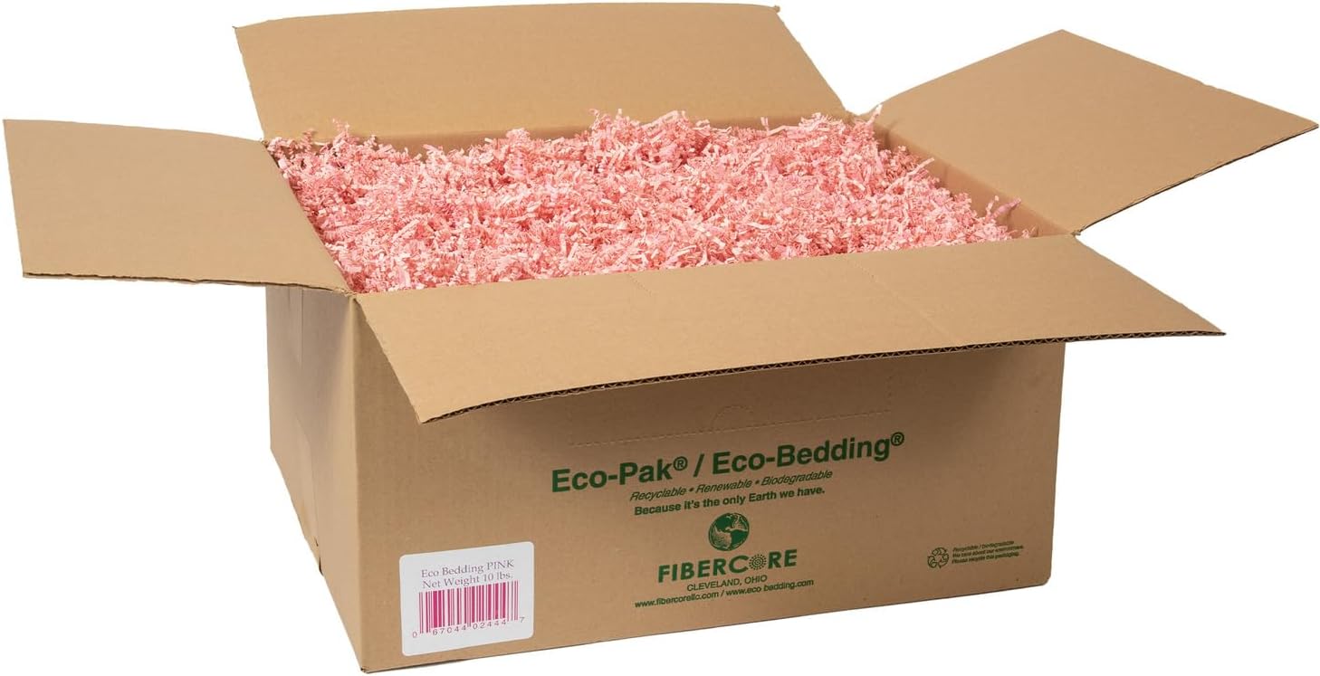 ECO BEDDING FiberCore, 99% Dust Free Paper Bedding for Small Pets and Birds, 10 lb. (Expands to 250 L), Pink Bulk Box