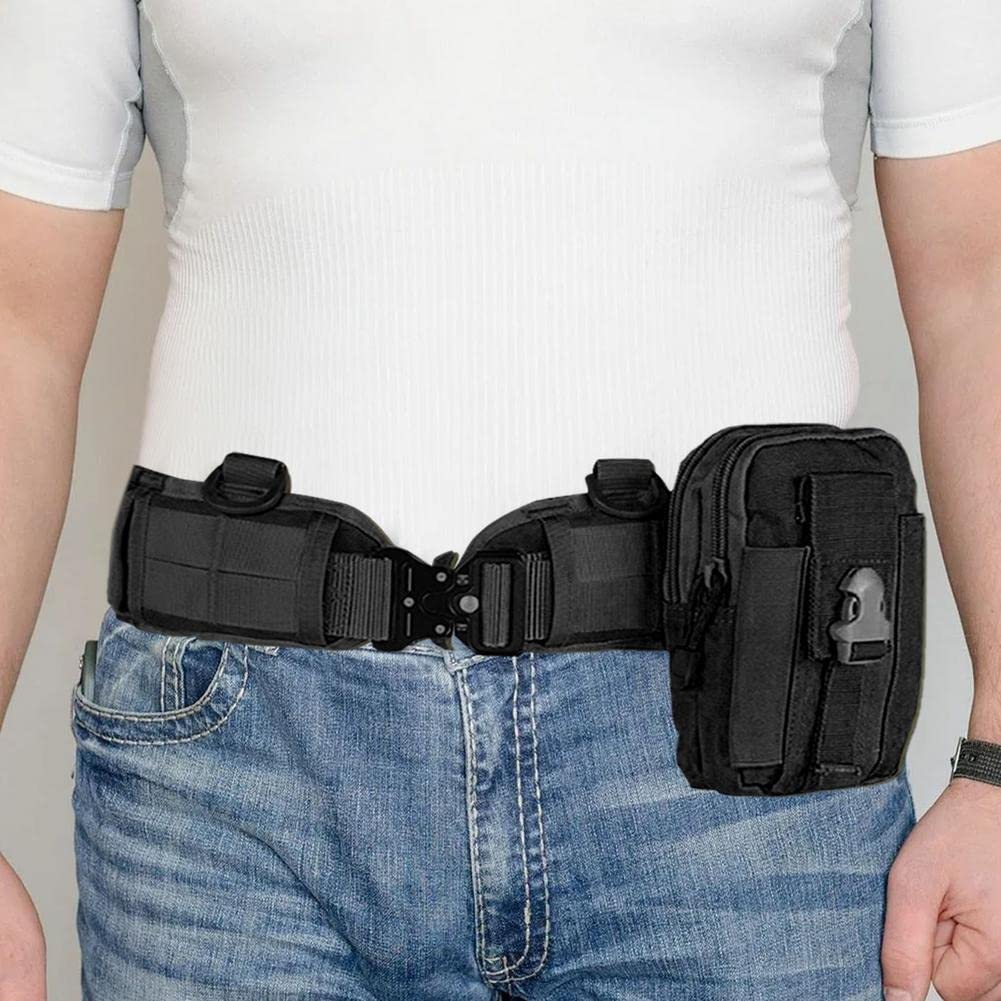 Juego de cinturón táctico de Batalla, cinturón Molle Delgado para Airsoft con Hebilla de Metal para Disparar Caza, Cinturones de Juego y Bolsas, Cinturones de Defensa de Vida Seguros, Bolsa