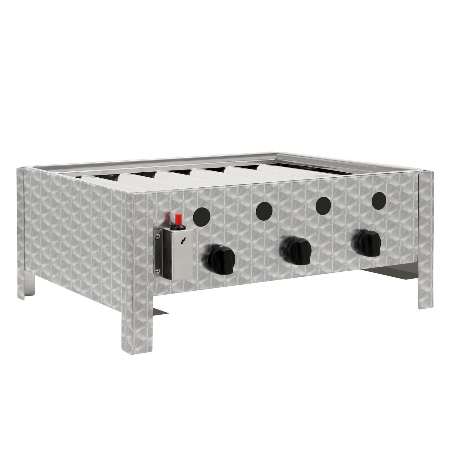 BBQ-Toro Edelstahl Gastrobräter | 3-flammig | (B) 64 x (T) 52 x (H) 27 cm | Gastrogasgrill, Wurstbrater, Tisch grill | Gastrogrill, Tischgasgrill, Gastischgrill, Gas-Gastrobräter, Bräter Edelstahl
