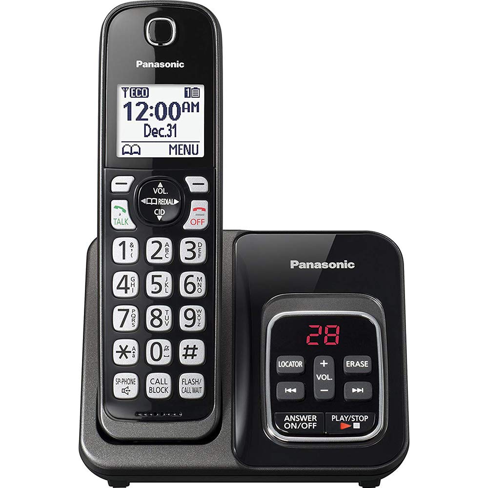 Panasonic Expandable Cordless Phone System with Call Block and Answering Machine - 1 Cordless Handsets - KX-TGD530M (Metallic Black)
