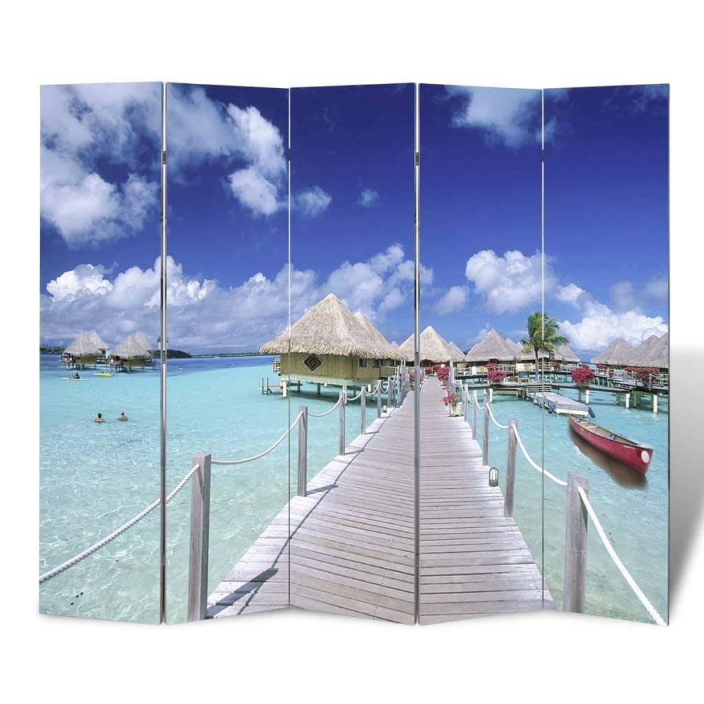 vidaXL Folding Room Divider 78.7"x66.9" Beach Privacy Screen Room Partition