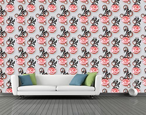 Image of CABANA HOMES Wall Stickers Botanical DIY 3D Flower Wallpaper for Decals (45 x 125 cm, 2 Rolls) (12 sq. ft) Decorative Self Adhesive Home Decor Bedroom Living Room Drawing Room, Grey