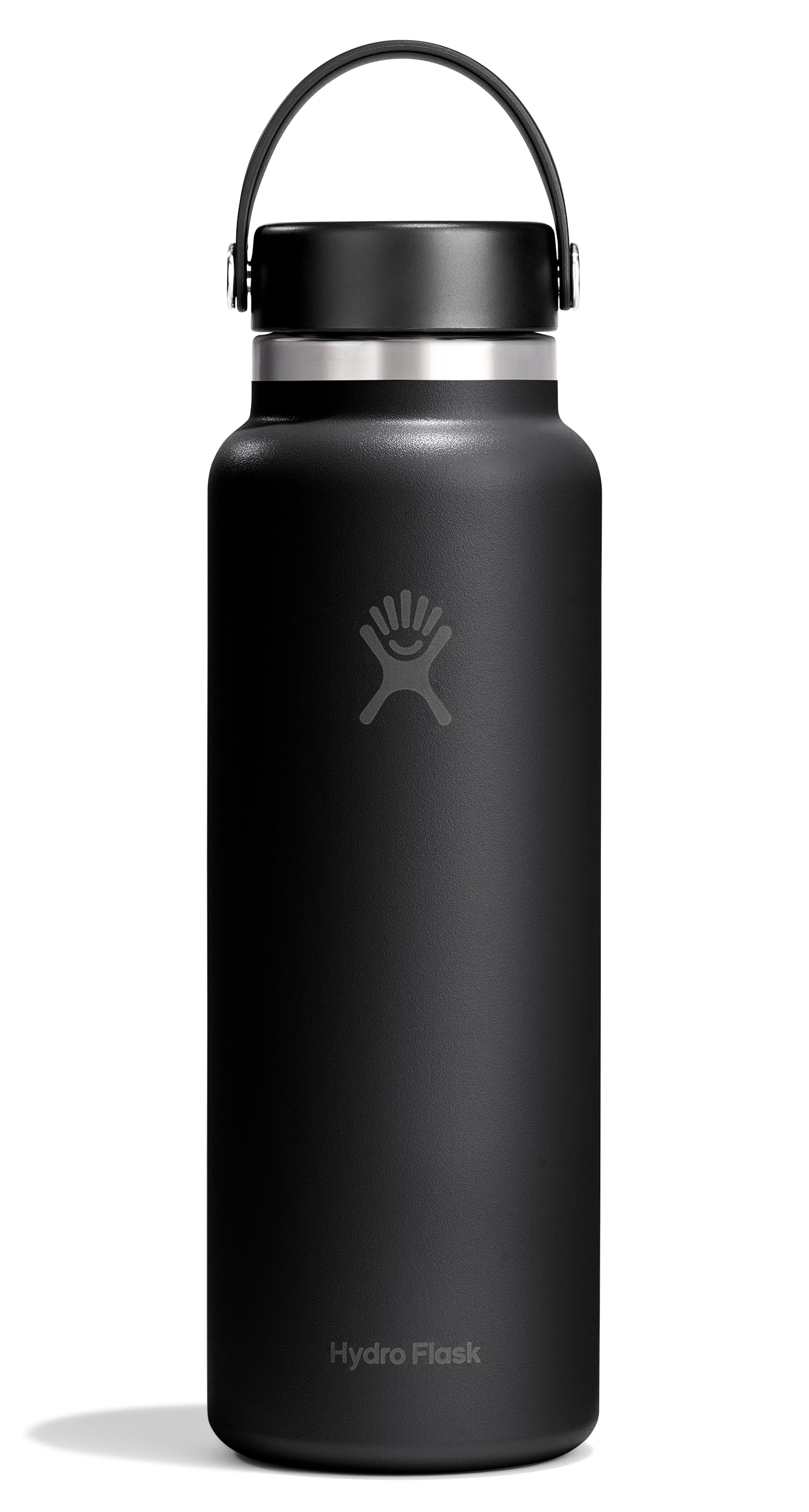 Hydro Flask Water Bottle - Insulated Stainless Steel - Wide Mouth Flex Lid, Non Spill, Leakproof and Refillable in 40 Oz Tonal Black
