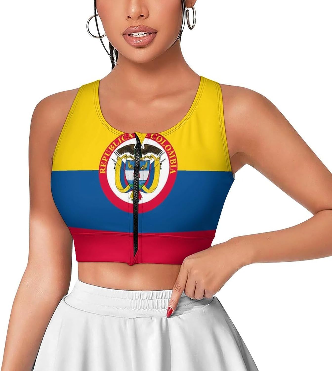 Zakqeik British Flag Crop Tank Top for Women Full Zip Up Sleeveless Workout Yoga Gym Short Cropped Jacket
