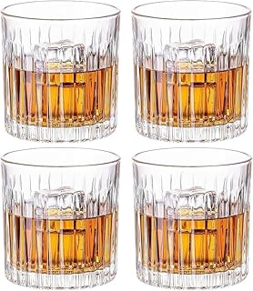 GLASKEY Whisky Gläser, 300ml Bleifrei Kristallgläser, Whiskey Glas 4er Set zum Trinken von Bourbon, Cognac, irischem Whisky,Whiskyglas-Geschenkset für Männer