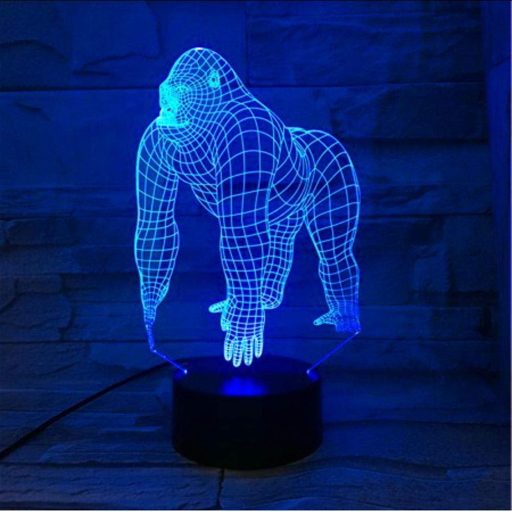 Bedside Table Lamps Animal Orangutan Gorilla Chimpanzee 3D Usb Led Lamp 7 Colors Changing Mood Illusion Table Decor Night Light