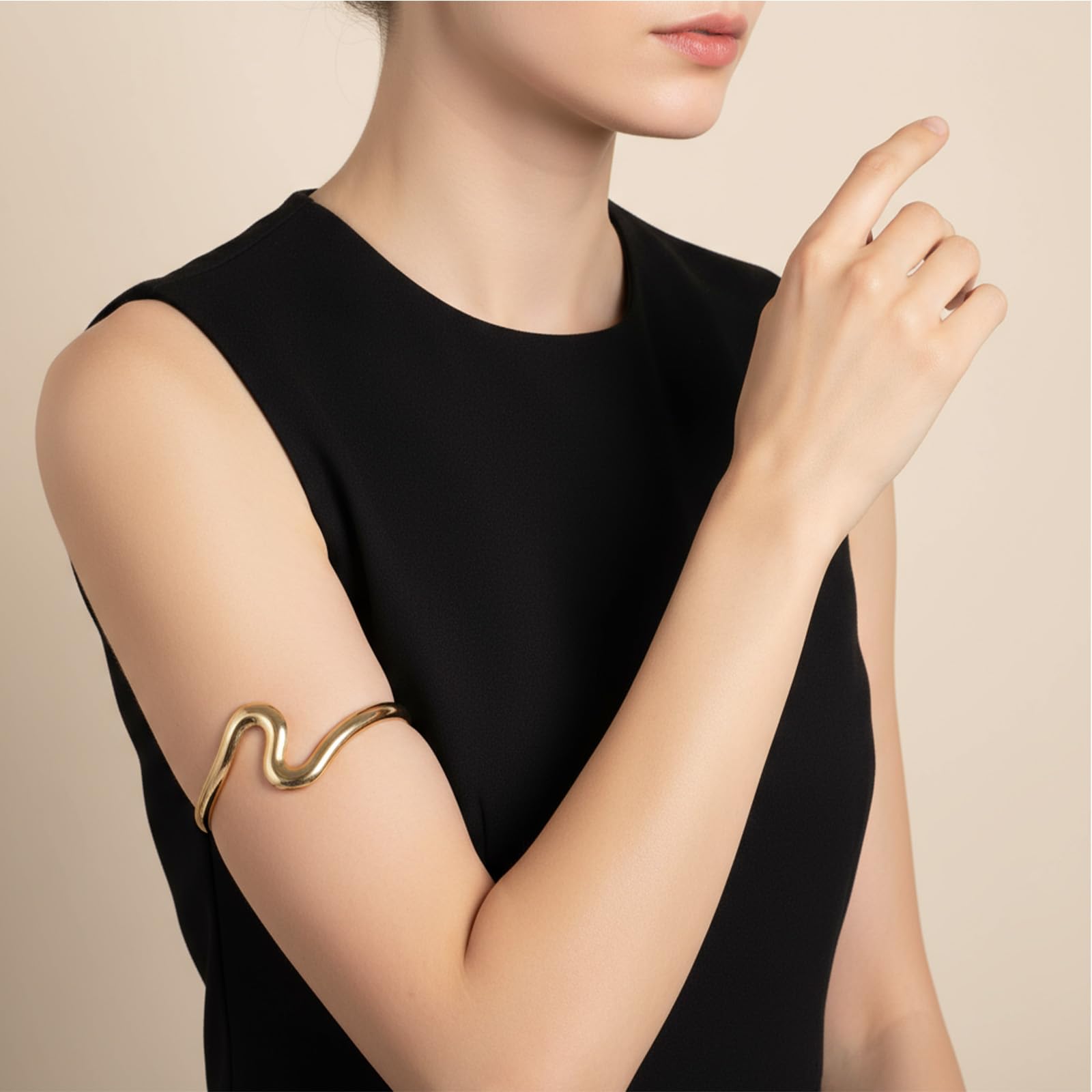 TIESOME 6 sztuk złotych bransoletek na ramię, 8 cm, regulowana bransoletka, złota, minimalistyczna, boho, punkowa, krętlista, grecka bransoletka, zestaw delikatnych prezentów dla dziewcząt