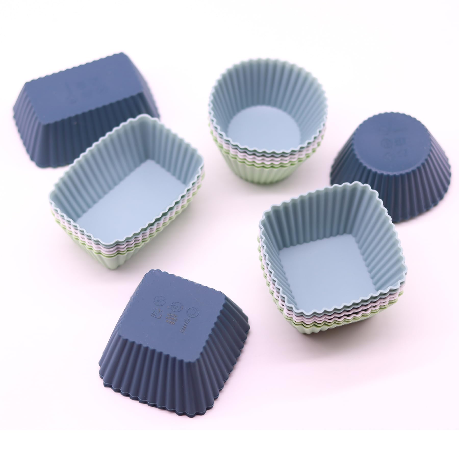 24 Stück Silikon-Muffinförmchen – Bunte Cupcake-Formen, Backofenfest & Spülmaschinengeeignet (ca. 7x3,5x4,5 Cm)