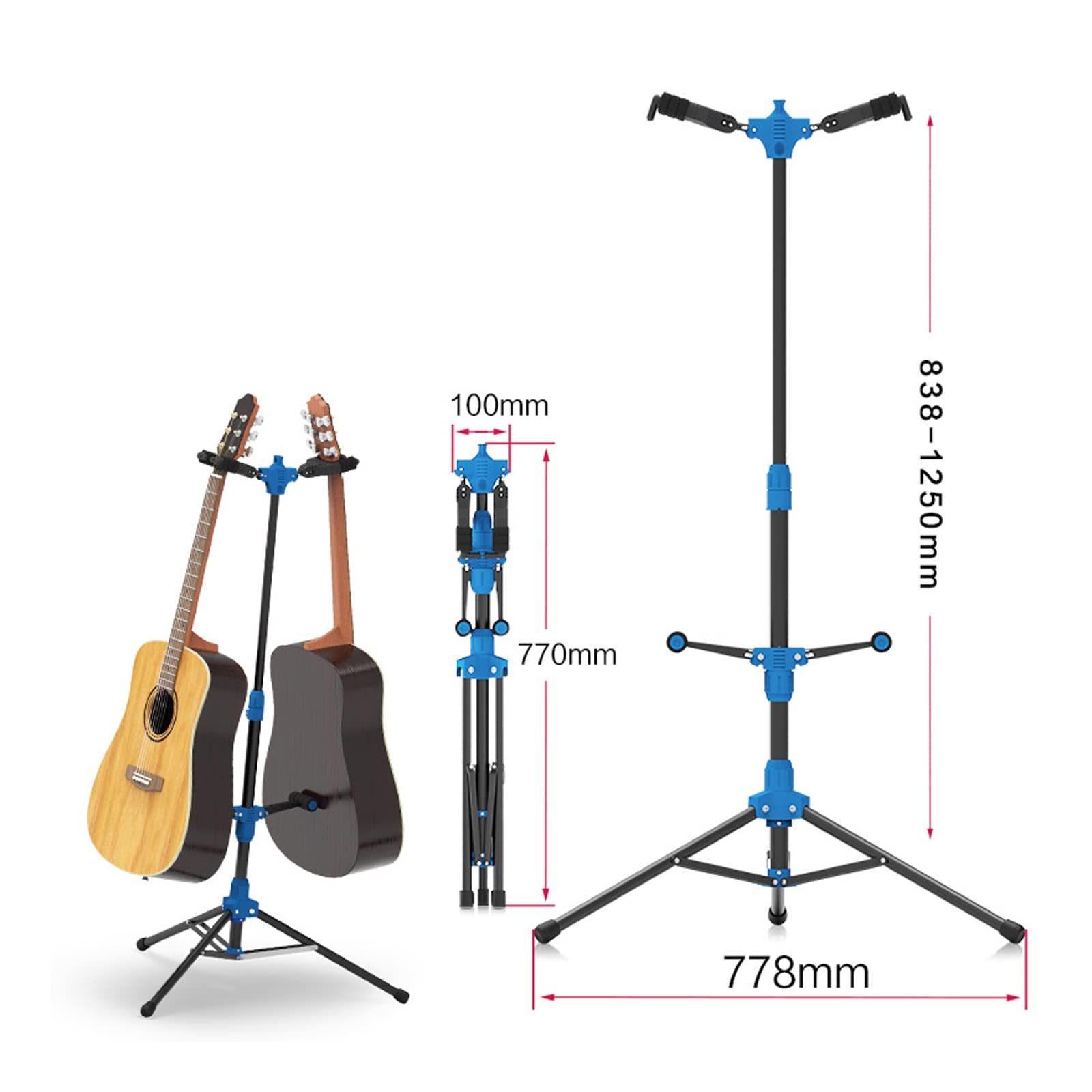 Supporto per Chitarra, espositore Universale per Chitarra, espositore per Basso da casa, Adatto per Negozi di Chitarre, studi di Registrazione (Double Head)
