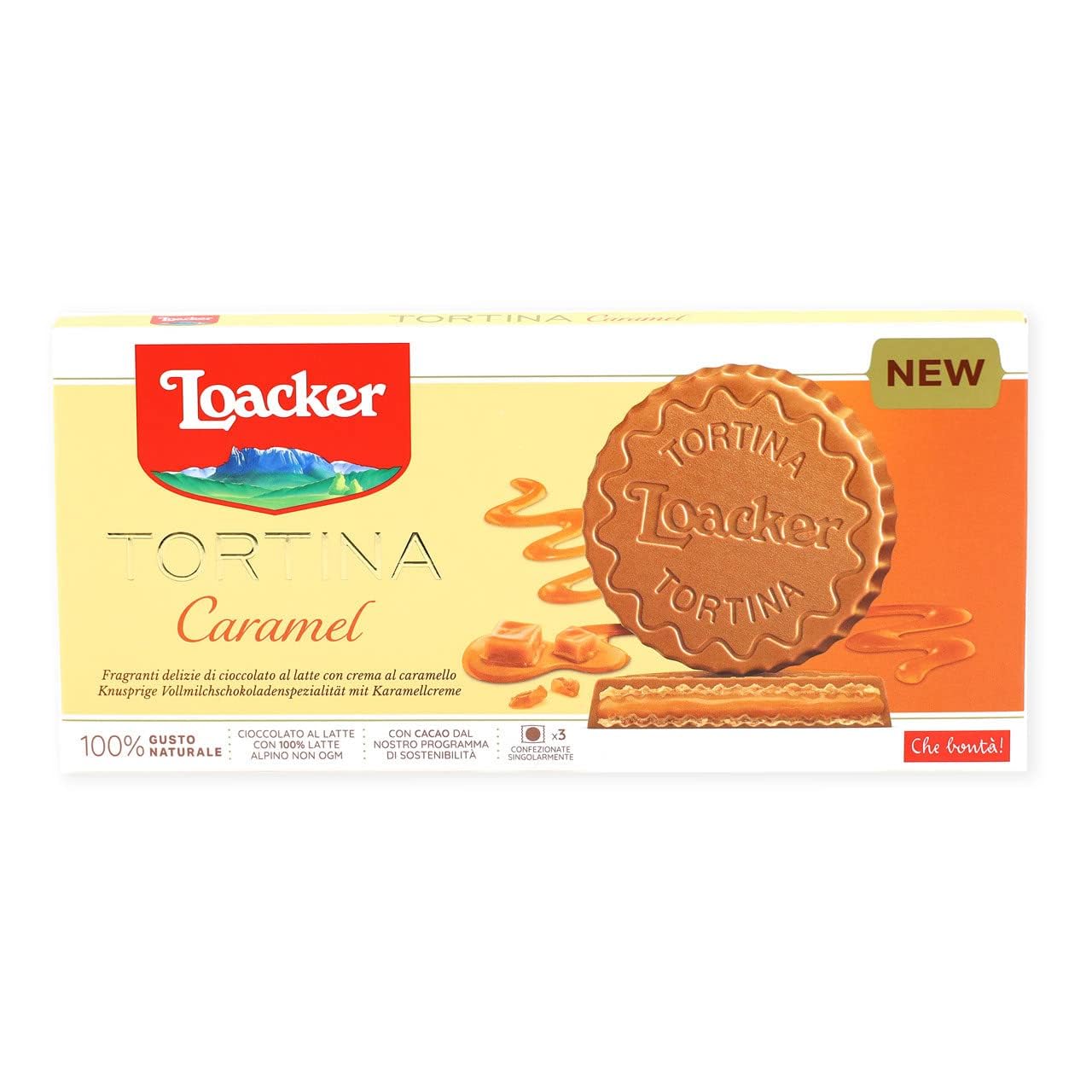Italian Gourmet Bundle assortiment de gaufrettes enrobées de chocolat 4 x 63 g, Tortina White Original Triple Chocolate Caramel, biscuits fourrés croustillants, chocolat + Italian Gourmet Polpa