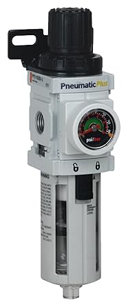 PneumaticPlus PPP2-N02B Compressed Air Filter Regulator Piggyback Combo 1/4 NPT 5 Micron Poly Bowl Manual Drain Bracket Embedded Gauge