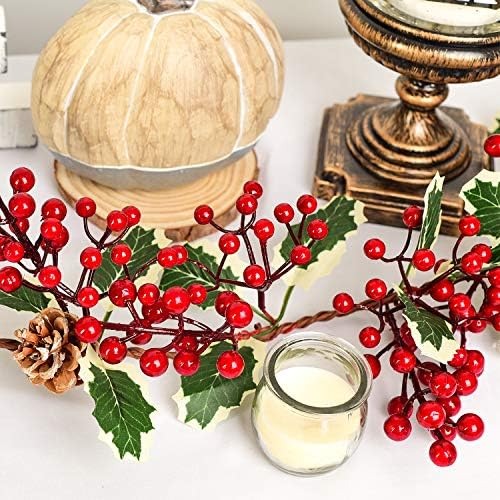 Miniatura 3 de DearHouse Guirnalda de Navidad de bayas rojas de 7 pies con guirnalda de cono de pino, guirnalda artificial para interiores y exteriores, puerta de