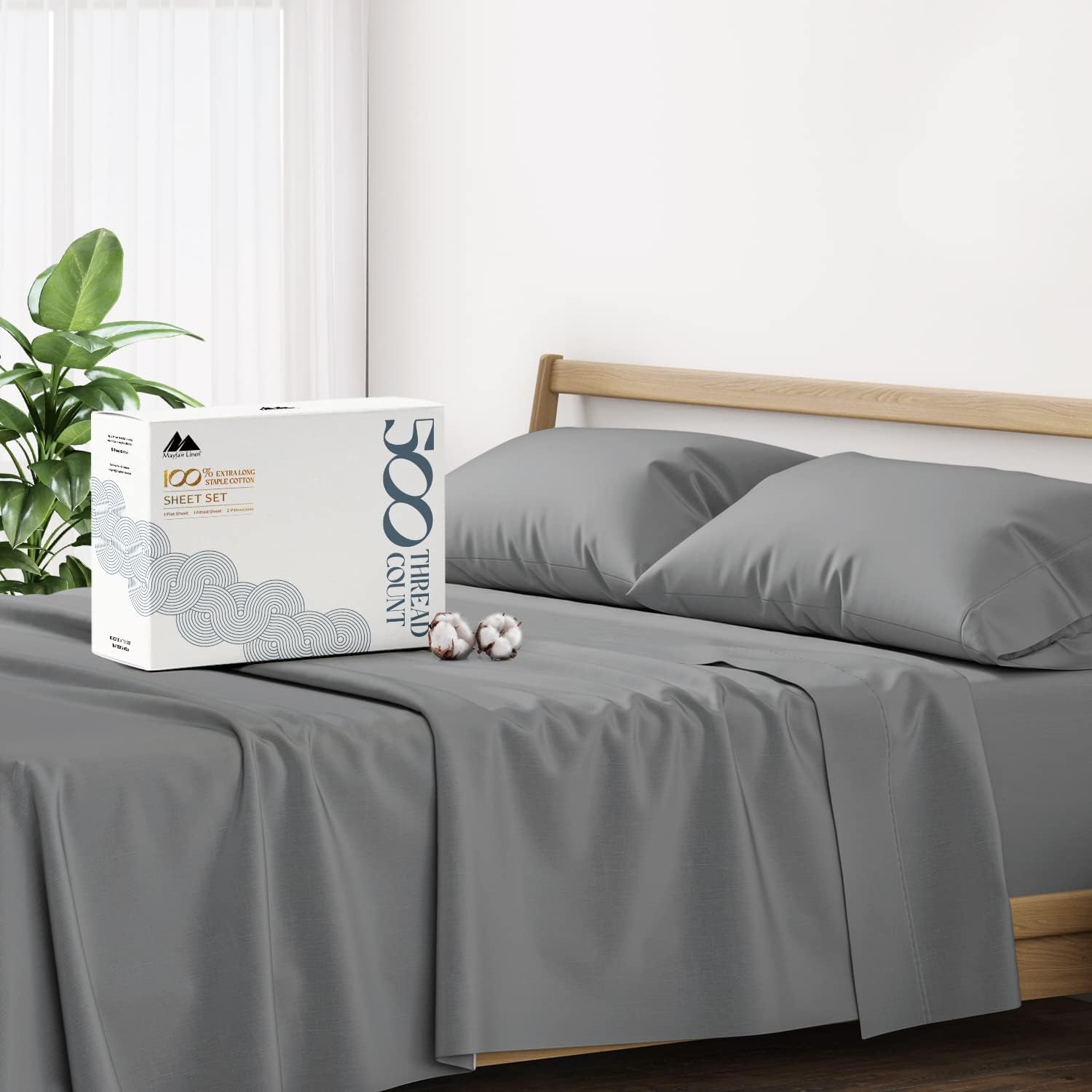 XOOX Bettlaken-Set Queen Size – 100% Baumwolle, 500 Fadenzahl, Kühlend & Weich