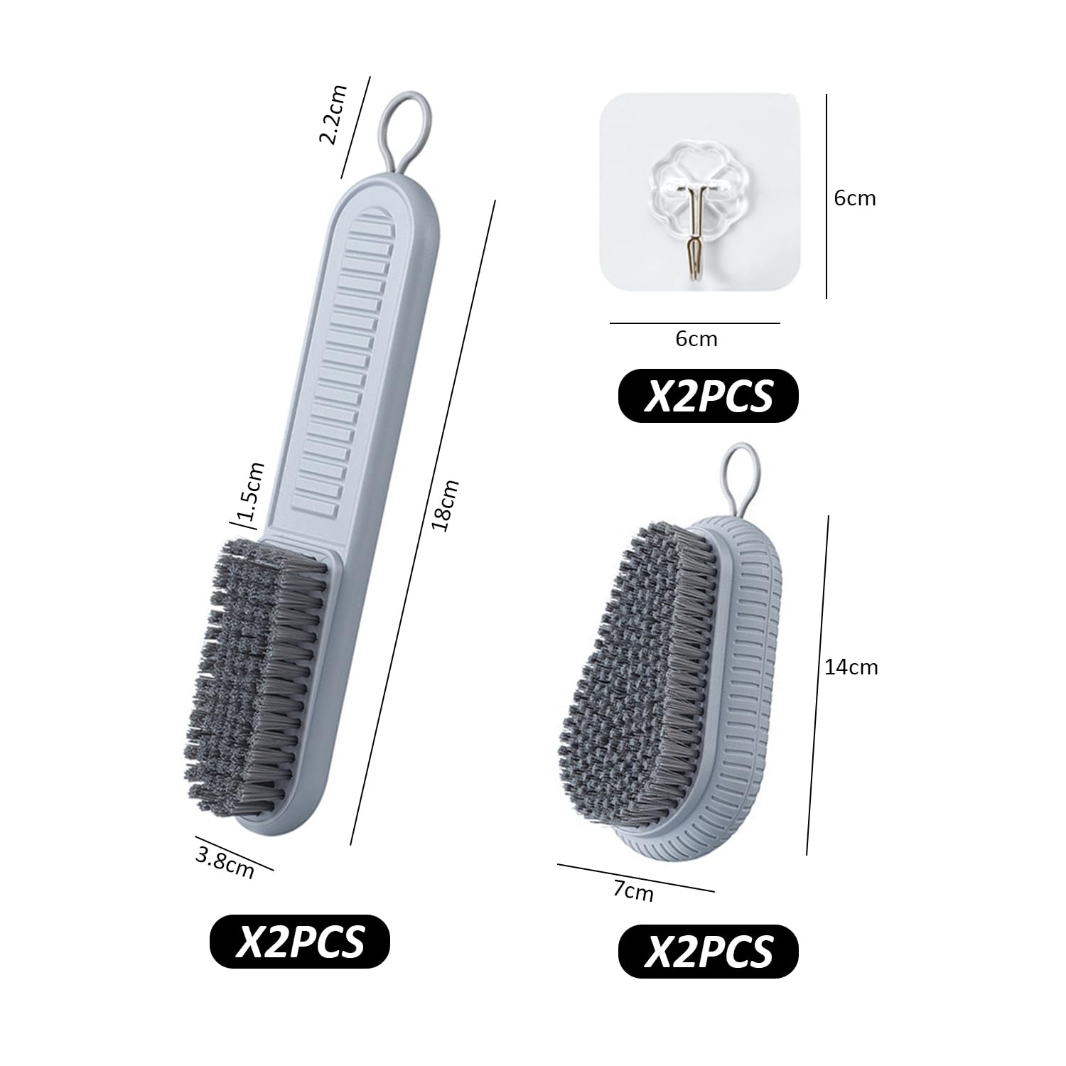 Set 2 Spazzole Bucato E 2 Spazzole Scarpe Con Ganci - Pulizia Casa, Plastica Durevole - Foto 3