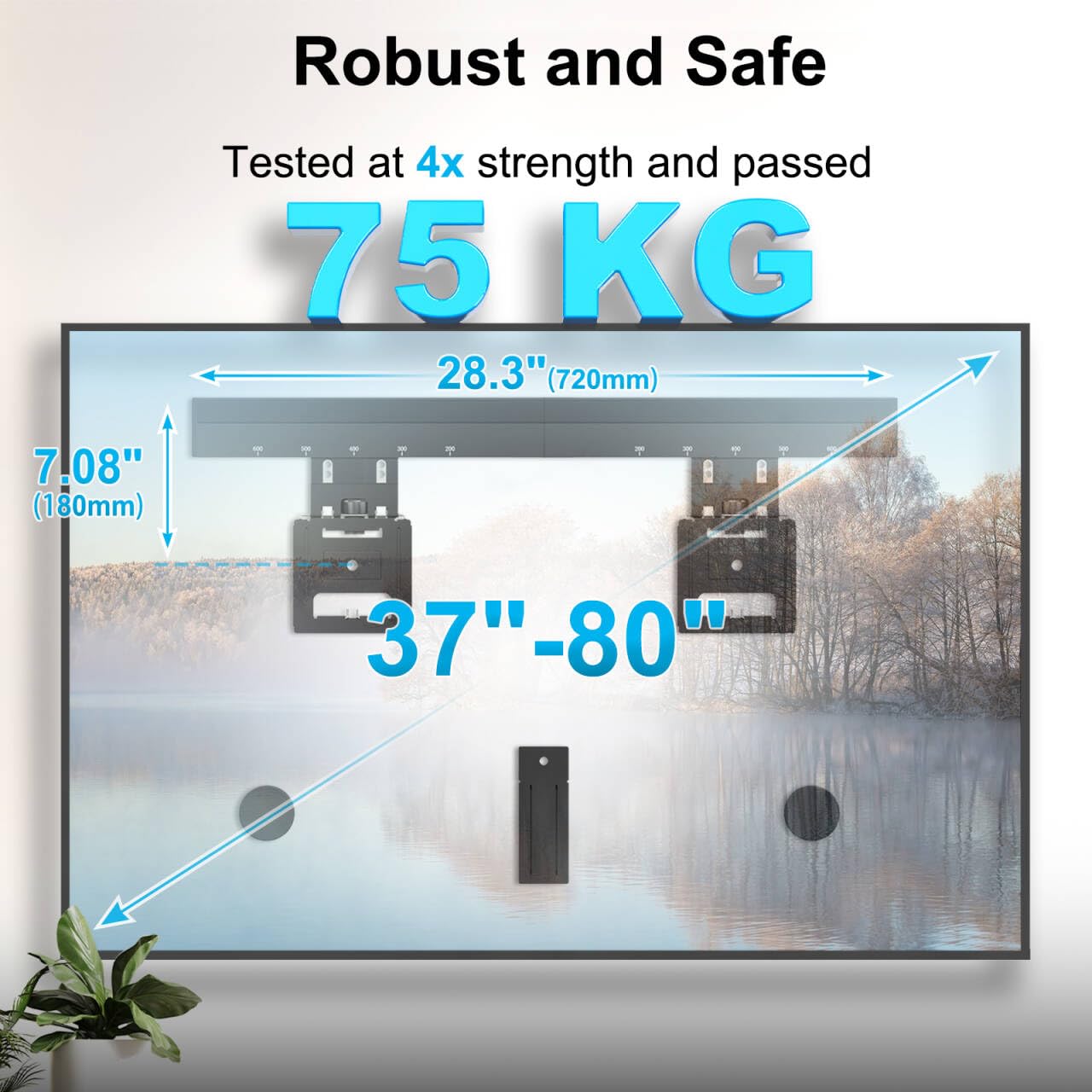 Ultra Slim TV-Wandhalterung - IMtKotW TV Halterung für 37-80 Zoll Fernseher, Max. 75 kg, TV Halterung max. VESA 600x400, Universelle Kompatibilität, Abstand zur Wand nur 0,95 cm