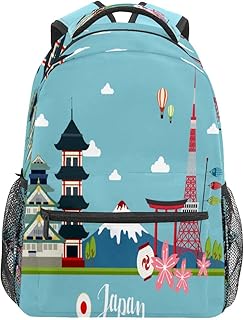 Mochila escolar para meninos e meninas com paisagem japonesa estudante bolsa de ombro livro para meninos menina leve durável médio ensino médio ensino médio bolsa de viagem para trilhas acampamento mochila, Multicolorido, One Size, Clássico