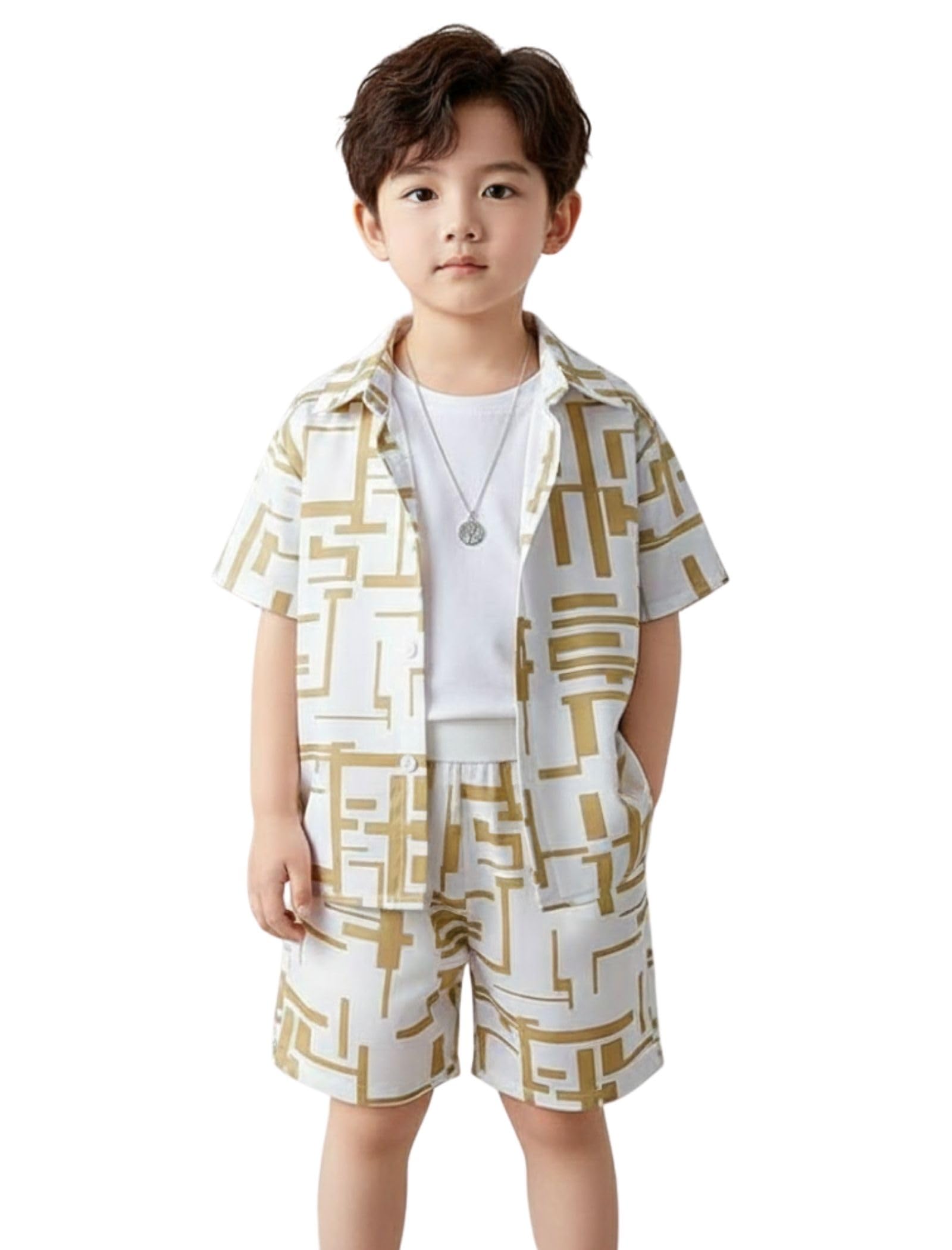 Boy's Cotton Blend Premium Printed Shirt And Shorts Set|Kids Clothing Sets | Co-Ord Set for Boys | kids Regular wear