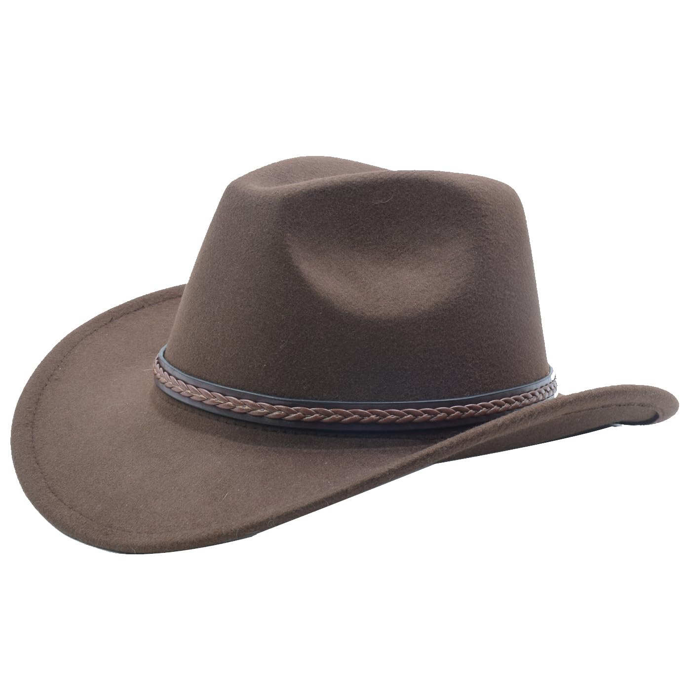 Cappello da cowgirl da cowboy occidentale classico in feltro a tesa larga da uomo e donna con fibbia per cintura