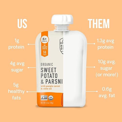 Miniatura 5 de Serenity Kids 6 Meses de puré de verduras orgánicas USDA para bebés sin frutas azucaradas ni azúcar añadida sin alérgenos bolsa de 35 onzas sin BPA