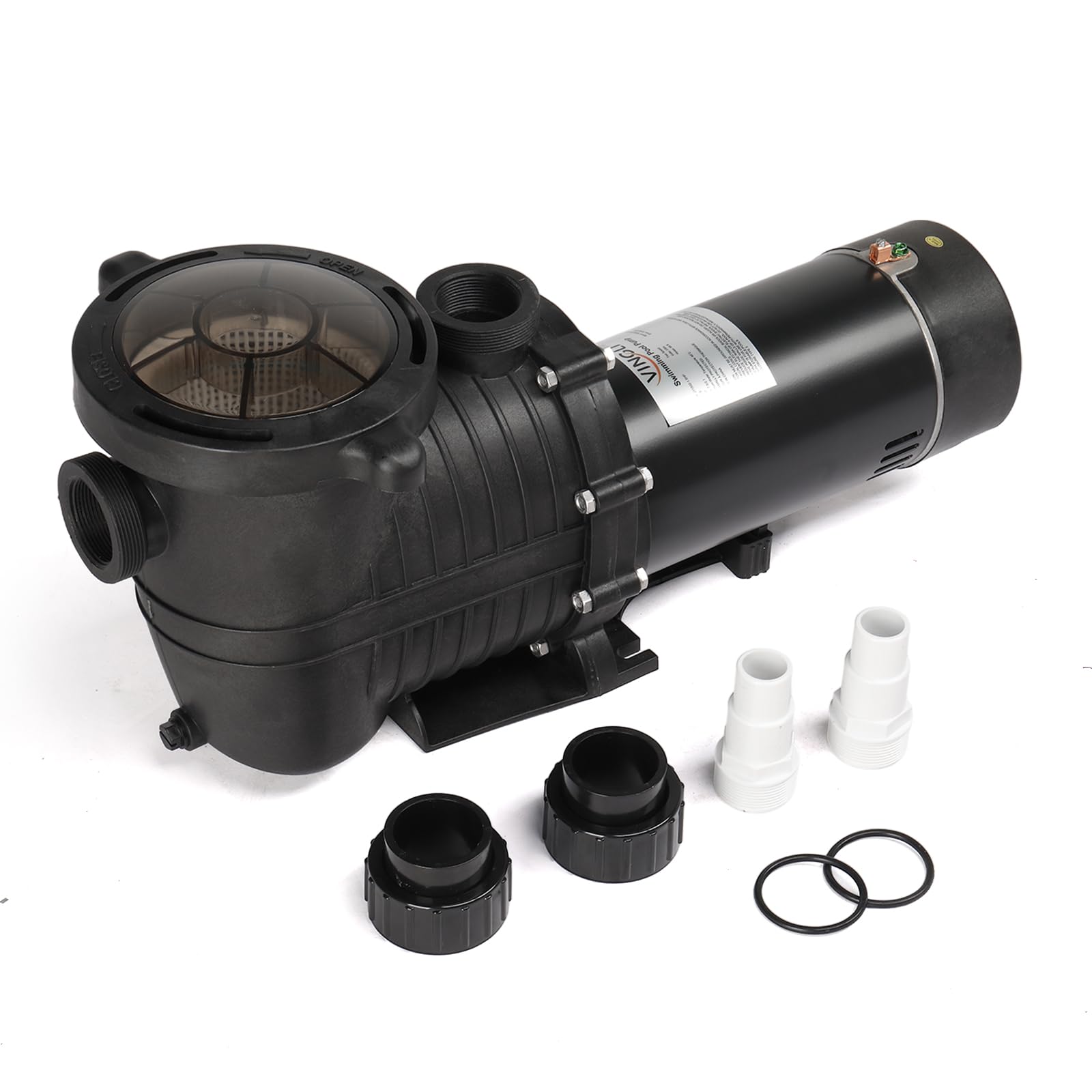 VINGLI Dual Speed Pool Pump 1.5 HP 230V Above Ground Inground Swimming Pool Pump with Filter Basket,5400/2520GPH