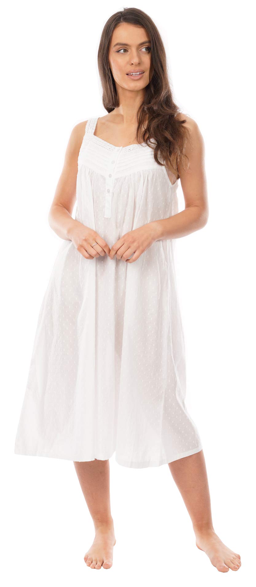 i-SmallsLadies 100% Cotton Breathable Lace Strap Victorian Design Nightie Nightdress