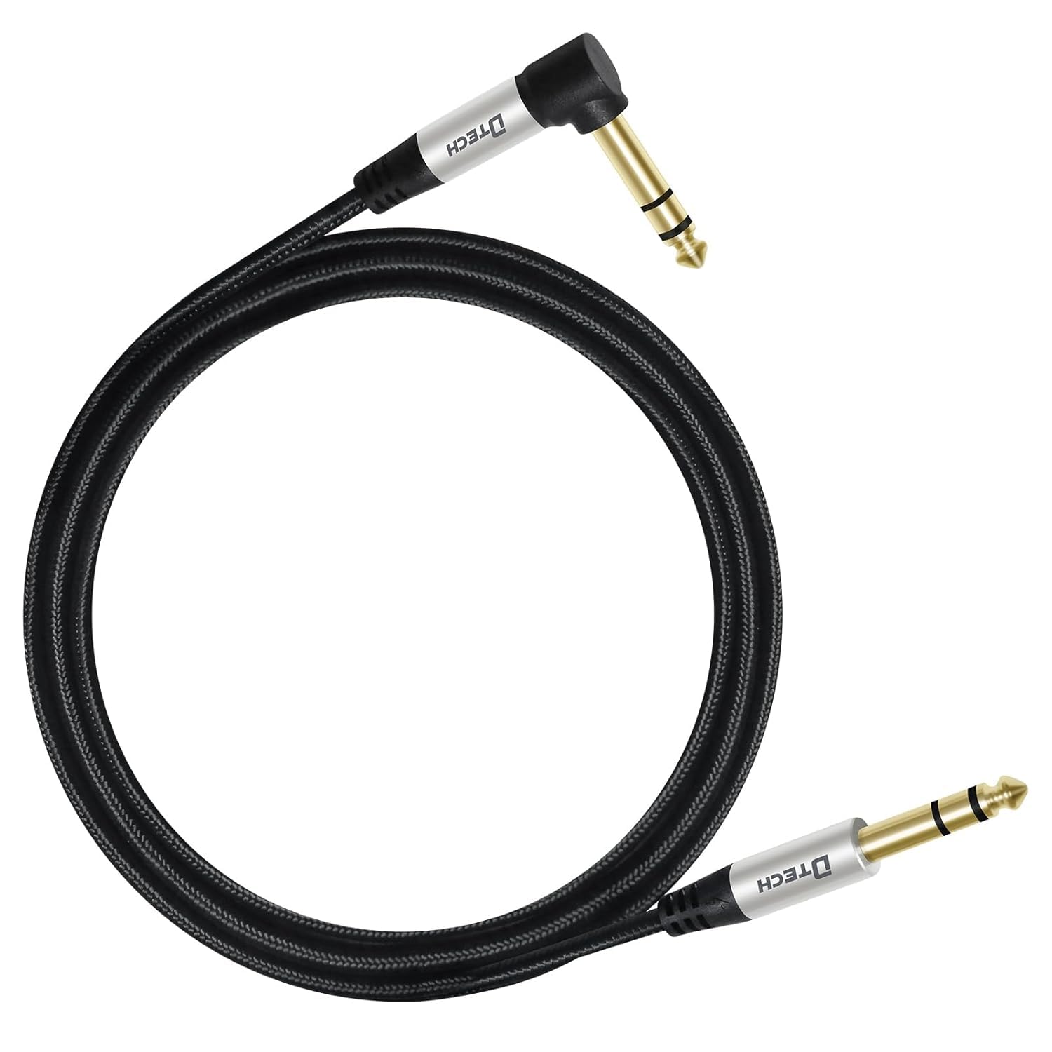 DTECH Electric Guitar Cable TRS 1/4 Instrument Cord Aux Right Angle Balanced Stereo Jack Quarter Inch 6.35mm for DJ Speaker Amplifier Bass Studio Audio Monitor Mixer (1.0M)-image-11