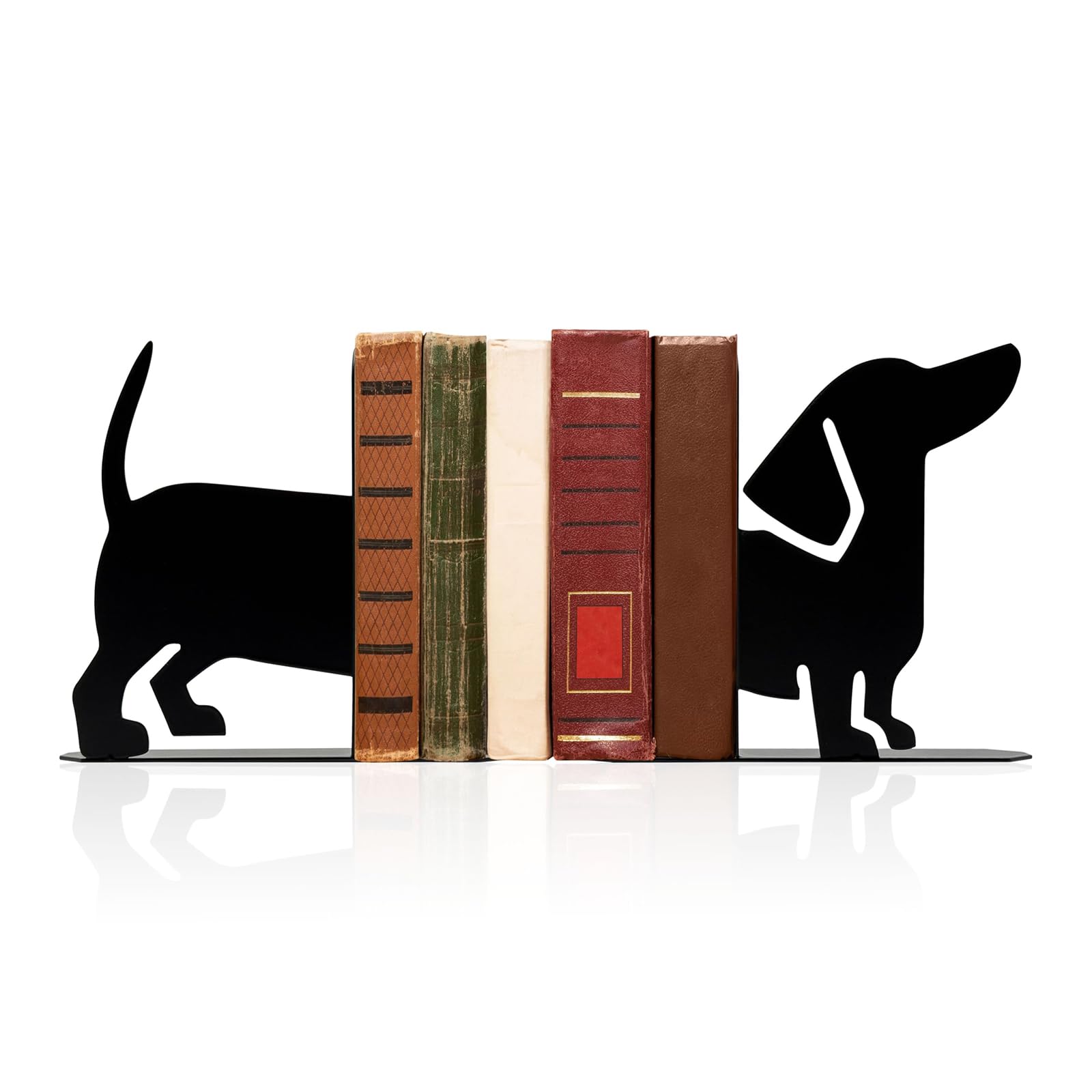 Nymora Dachshund Book Ends for Shelves Decorative Metal Non-Slip Bookends for Home Office Library
