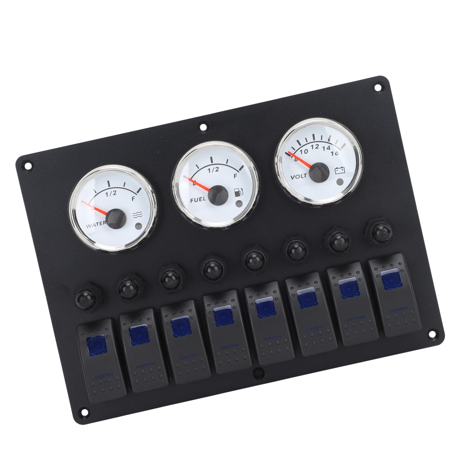 Panel de Instrumentos de Establecimiento de Calibre 3 | LED de 12 a 24V 7 Color | Nivel de Aceite Nivel de Agua Pantalla de Voltaje | Ideal para Barcos Marinos | Monitorear los